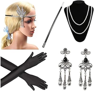 Ensemble d'accessoires de costume gatsby 5 pièces pour fête costumée, enterrement de vie de jeune fille, boucles d'oreilles, collier et gants. La boutique en ligne DIAYTAR COTE D'IVOIRE combine à la fois la convivialité et la praticité, permettant aux clients de parcourir aisément son vaste catalogue et de commander leurs produits préférés en toute facilité. La confiance et la satisfaction des clients étant sa priorité, DIAYTAR se distingue par son engagement à offrir un service de haute qualité.