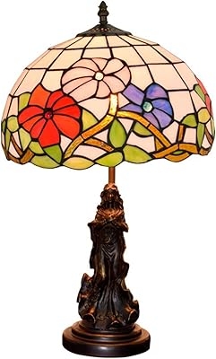 Lampes de table tiffany à fleurs, vitraux baroques méditerranéens, support led, luminaires