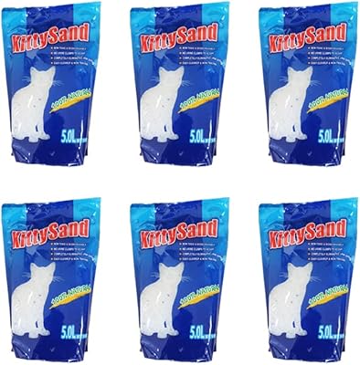 Litière pour chat kitty sand crystal - 5 litres - paquet de 6