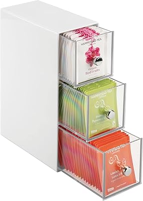 Organisateur de rangement empilable en plastique mdesign avec 3 tiroirs pour armoire, comptoir, peut contenir du café, du thé, des sachets de sucre, des crémiers, des capsules de boissons et des sachets - blanc/transparent. La boutique en ligne DIAYTAR COTE D'IVOIRE permet à ses clients de bénéficier d'une expérience d'achat en ligne confortable et sécurisée. Elle dispose d'un système de paiement fiable et d'une livraison rapide pour que les clients reçoivent leurs commandes dans les délais impartis. C'est un choix de confiance pour les ivoiriens.