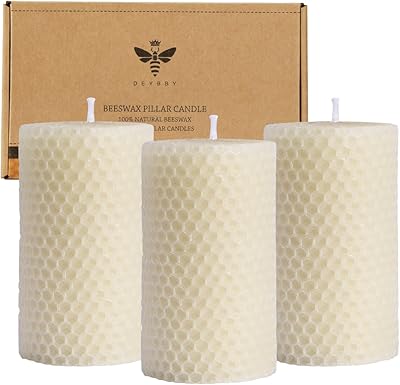 Ensemble de 3 bougies pilier en cire d'abeille - bougies torsadées faites à