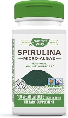 Capsules de microalgues spiruline nature's way, 760 mg, 100 gélules