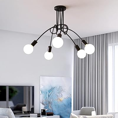 Lustre moderne jarorum sputnik, plafonnier noir du milieu du siècle, plafonniers suspendus industriels