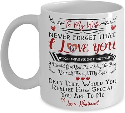 Mug épique à ma femme, je t'aime - cadeau pour femme - meilleur cadeau d'anniversaire de mariage - excellente idée de cadeau d'anniversaire pour elle - tasse pour femme. DIAYTAR COTE D'IVOIRE, boutique en ligne généraliste avec plus de 300000 références, offre une large gamme de produits pour répondre à tous les besoins. Elle se positionne comme leader en Côte d'Ivoire grâce à sa sélection unique et à ses prix compétitifs. Avec une équipe dédiée, DIAYTAR assure une livraison rapide et sécurisée à travers tout le pays.