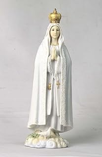 10.63" statue figurine décorative notre-dame de fatima, blanc