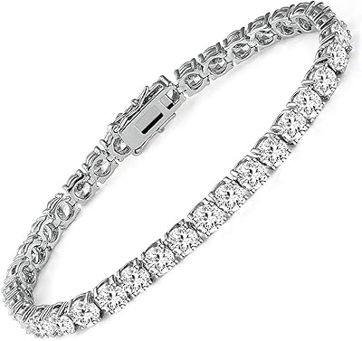 Bracelet de tennis plaqué or blanc 14 carats avec 5 oxydes de zirconium