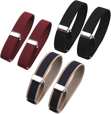6 pièces (3 paires) brassards élastiques réglables unisexes, supports de manches de chemise