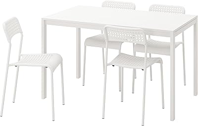 Table et 4 chaises ikea de meltorp/adi, 125 cm, blanc