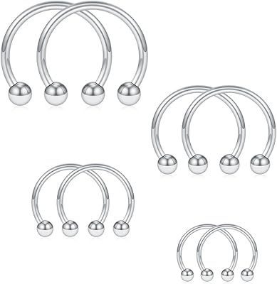8 pièces 16g anneau de nez en acier inoxydable fer à cheval sourcil