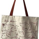 Joli sac fourre-tout en toile pour femme avec fermeture éclair, sac de courses