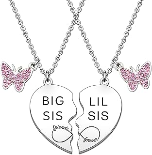 Collier hollaa lil sis little sister pour 2 filles, collier cœur puzzle assorti