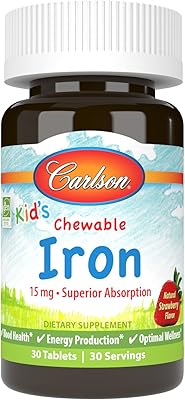 Carlson - fer à croquer pour enfants, 15 mg, absorption supérieure, santé du