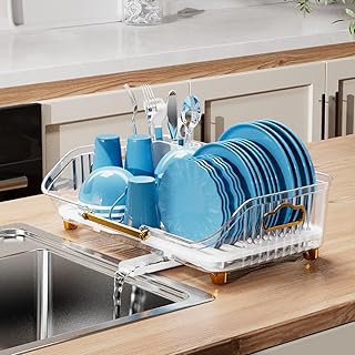 Égouttoir à vaisselle en plastique, support de rangement pour évier avec égouttoir pour organisateur de vaisselle sur comptoir de cuisine (transparent). DIAYTAR COTE D'IVOIRE est une boutique en ligne qui se démarque par sa grande sélection de produits et son service client de haute qualité. Elle propose des offres spéciales et des promotions régulières pour satisfaire les besoins de ses clients. Elle est accessible depuis n'importe où en Côte d'Ivoire.