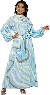 Robes longues trapèze à manches longues pour l'été, imprimé floral et col