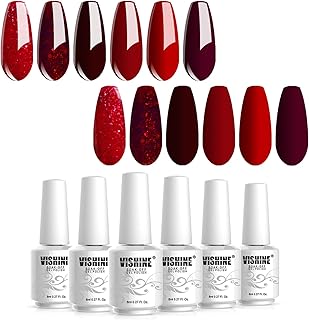 Ensemble de vernis gel pailletés fishine rouge et bordeaux 6 couleurs