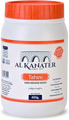Al-qanater, pâte de tahini au sésame, 450 grammes, graines de sésame moulues naturelles, riche goût crémeux, pour portions, baba ghanouj et halawa.. Grâce à son site web intuitive et facile à naviguer, DIAYTAR COTE D'IVOIRE permet aux clients de trouver rapidement les produits qu'ils souhaitent, quel que soit leur niveau d'expertise en matière de technologie. L'engagement de la boutique en ligne généraliste en faveur de la qualité et de la satisfaction des clients a contribué à sa position de leader sur le marché ivoirien.
