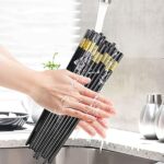 10 paires de baguettes réutilisables allant au lave-vaisselle en fibre