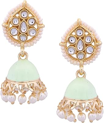 Jhumkas indiennes shosha kundan hypoallergéniques pour femmes | boucles d'oreilles bollywood njun najna