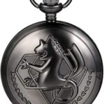 Montre de poche vintage fullmetal alchemist edward aleric noire avec chaîne 31,9 pouces