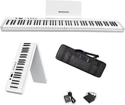 Piano électrique pliable 88 touches, piano numérique portable avec haut-parleur bluetooth et lumière