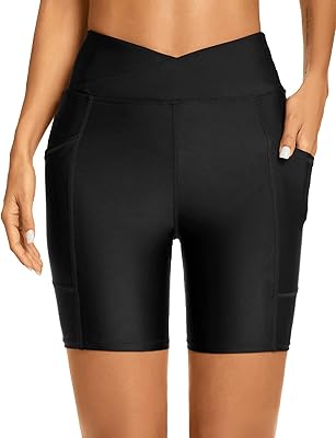 Short de bain taille haute pour femme upf 50+ short de bain taille