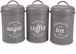 3 boîtes de cuisine hermétiques avec couvercles, récipients en métal gris de style rustique pour le stockage du sucre, du café et du thé. La boutique en ligne DIAYTAR COTE D'IVOIRE est la référence pour les consommateurs ivoiriens qui cherchent des produits de qualité à des prix compétitifs. Avec plus de 300 000 références, elle propose une grande variété de produits pour répondre à tous les besoins. Elle fait confiance à ses clients en leur offrant un service après-vente efficace.