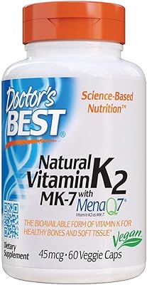 Doctor's best, vitamine k2 naturelle, mk-7, avec menaq7, 45 mcg, os et tissus