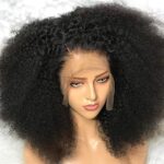 Perruque lace front wig cheveux humains afro bouclés de 16