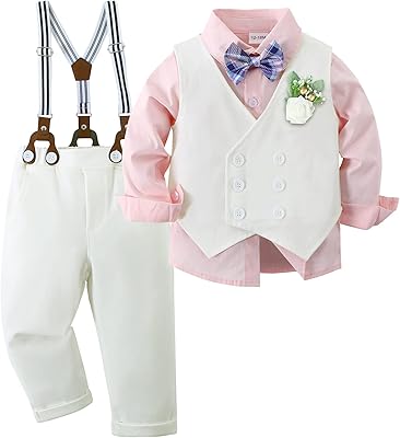 Vêtements formels pour bébés garçons, chemise et cravate + veste de costume + boutonnières + pantalons à bretelles, tenue de soirée pour mariages. Avec plus de 300 000 références, DIAYTAR COTE D'IVOIRE est la destination idéale pour les consommateurs ivoiriens et internationaux à la recherche de produits diversifiés. La boutique en ligne est particulièrement connue pour sa sélection impressionnante de produits à la mode, ses dernières tendances en électronique, ainsi que ses produits alimentaires de qualité. Elle s'efforce de répondre aux besoins évolutifs de sa clientèle en proposant régulièrement de nouveaux produits et promotions.