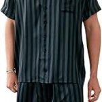 Ensemble pyjama en soie pour hommes, vêtements de nuit à manches courtes, ensemble