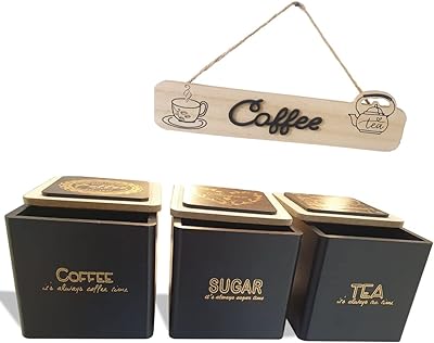 Pots de thé café et sucre ensemble de 3 boîtes de cuisine