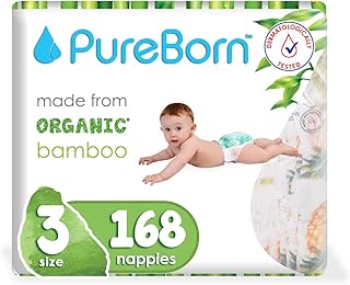 Couches jetables pour bébé en bambou naturel biologique pureborn taille 3 - 5,5