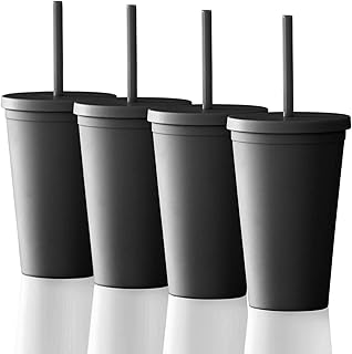 Thmin's cup with straw (pack de 4) gobelets en acrylique coloré de 480