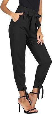 Liumilac pantalon court décontracté pour femme pantalon taille haute élégant avec poches à