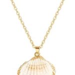 Collier pendentif réglable en coquillage naturel plaqué or 18 carats, bijoux faits à