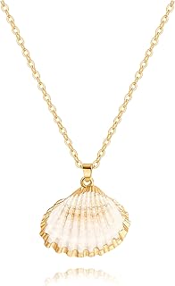 Collier pendentif réglable en coquillage naturel plaqué or 18 carats, bijoux faits à