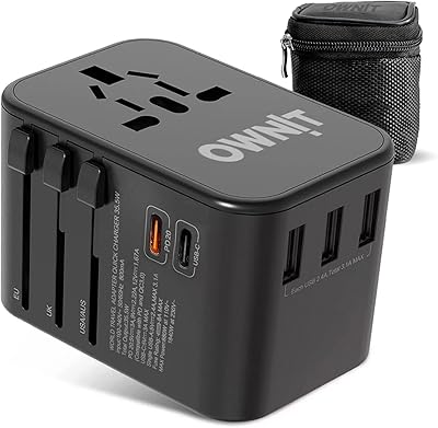 Adaptateur de voyage onit 35,5 w pd, adaptateur universel qc 3.0, adaptateur