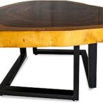 Table basse en dalles de bois, table basse, table fabriquée à la main