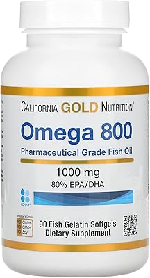 Huile de poisson oméga 800 de qualité pharmaceutique de california gold nutrition