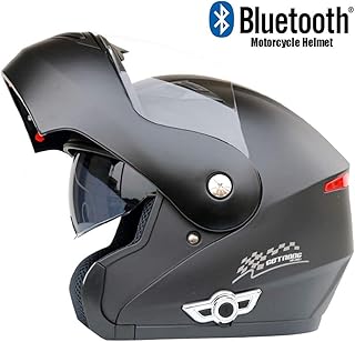 Casque de moto intégral certifié dot, casque facial bluetooth à double pare-soleil anti-buée
