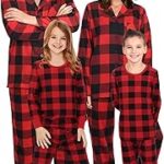 Pyjama de noël familial à carreaux rouges assortis au pyjama de noël familial