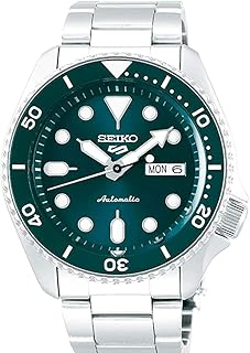 Montre de sport seiko 5 pour homme, argent, 42,5 mm, acier inoxydable, gris