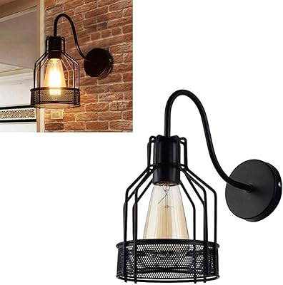 Applique murale cage en métal antique créative e27 lampe en fil de fer