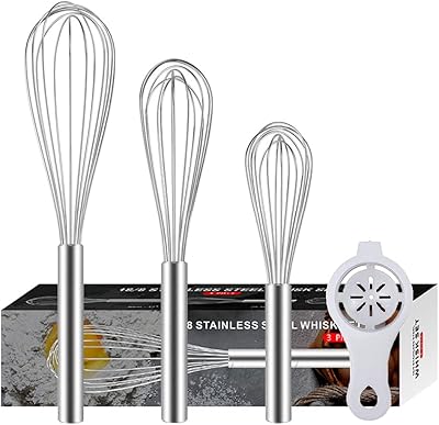 Paquet de 3 fouets en acier inoxydable de 8" + 10" + 12"