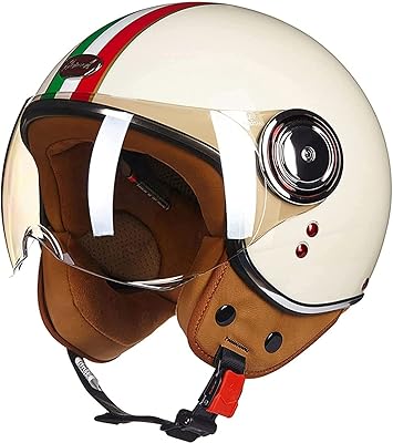 Casque de moto rétro 3 4 ouvert pour adultes hommes femmes avec visière