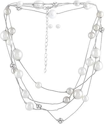 Collier pendentif perle en argent zephyri avec boucle d'oreille perle et diamant