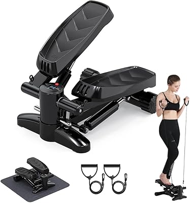 Mini stepper avec écran lcd, stepper de fitness silencieux avec bandes de résistance