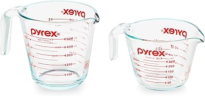 Tasses à mesurer en verre pyrex, lot de 2, comprend 1 tasse