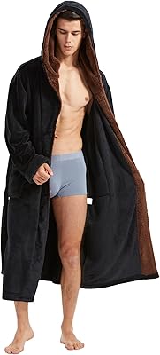 Peignoir à capuche pour hommes, peignoir à capuche en velours polaire doux
