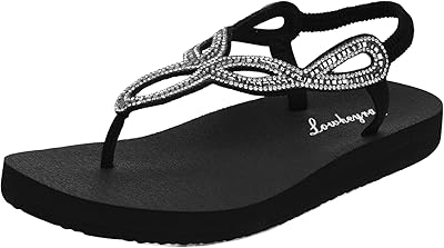 Tongs décontractées confortables pour femmes avec devant ouvert avec paillettes